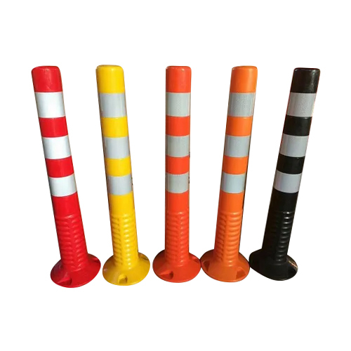 Columns made of metal and plastic at road intersections