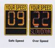 Vehicle speed warning devices on roads