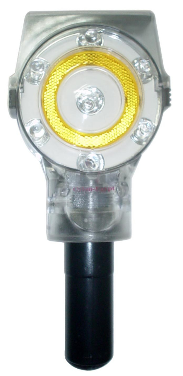 Single-direction 6-lamp flashing warning device, solar-powered, heavy-duty with a black neck